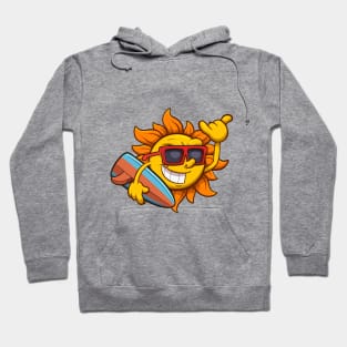 Cool Sun Character With Surf Board Hoodie